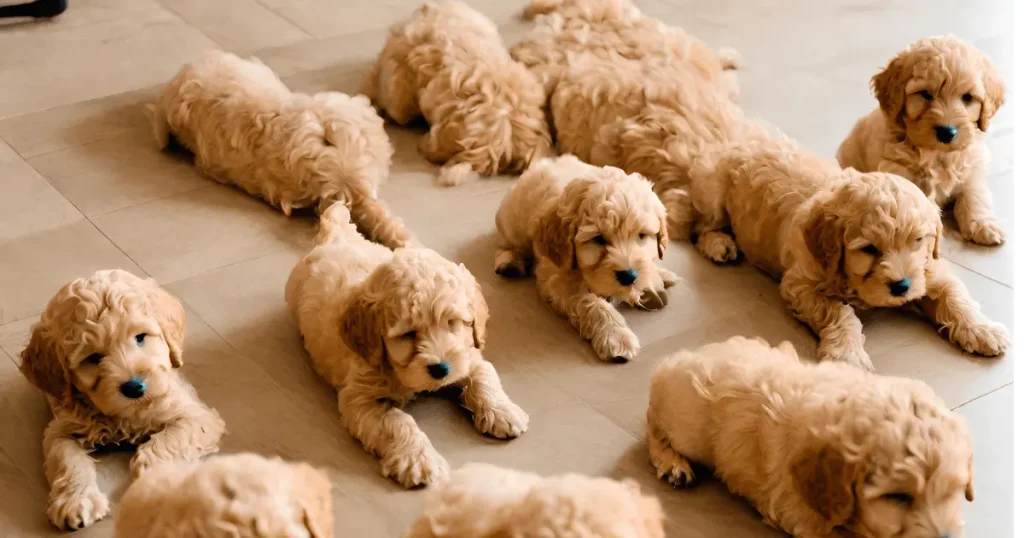 it is the image of mini Goldendoodle puppies